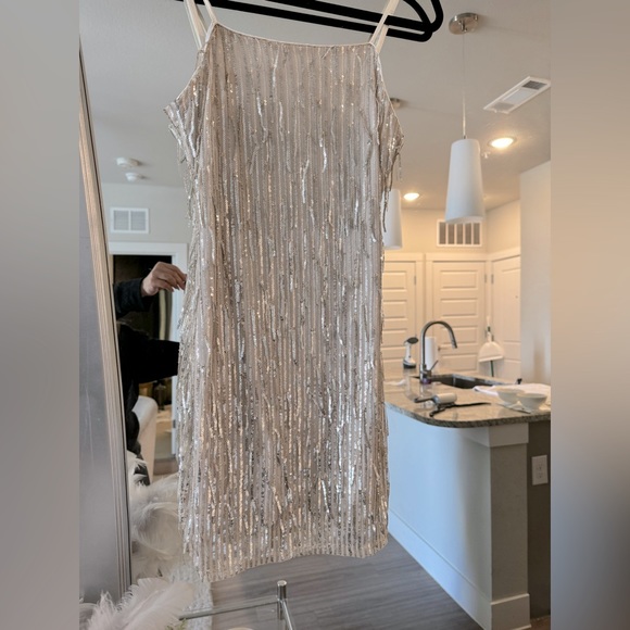 NEW! Champagne Shimmy Evening Dress. - Picture 2 of 8